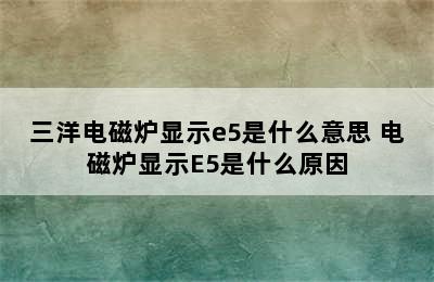 三洋电磁炉显示e5是什么意思 电磁炉显示E5是什么原因